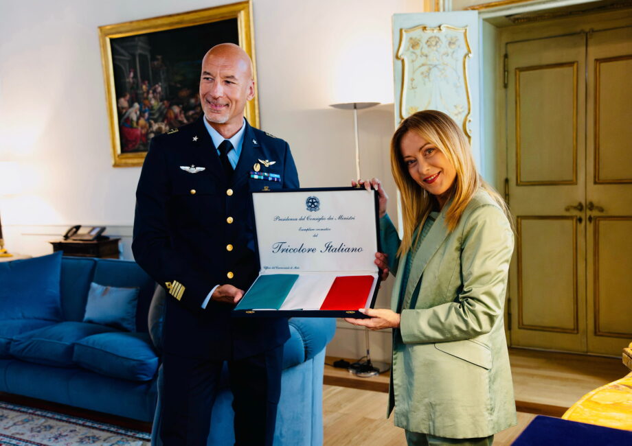 Giorgia Meloni e Luca Parmitano durante l'incontro a Palazzo Chigi